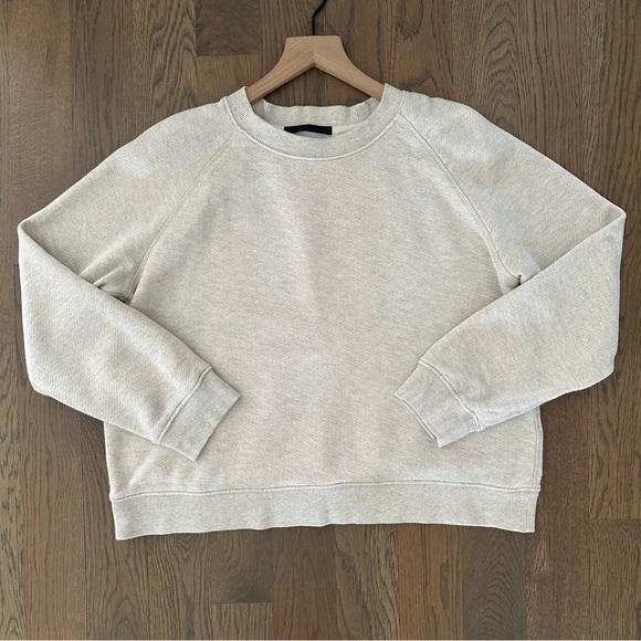 Jenni Kayne French Terry Raglan Sleeve Saturday Sweatshirt in Oatmeal Tan Medium